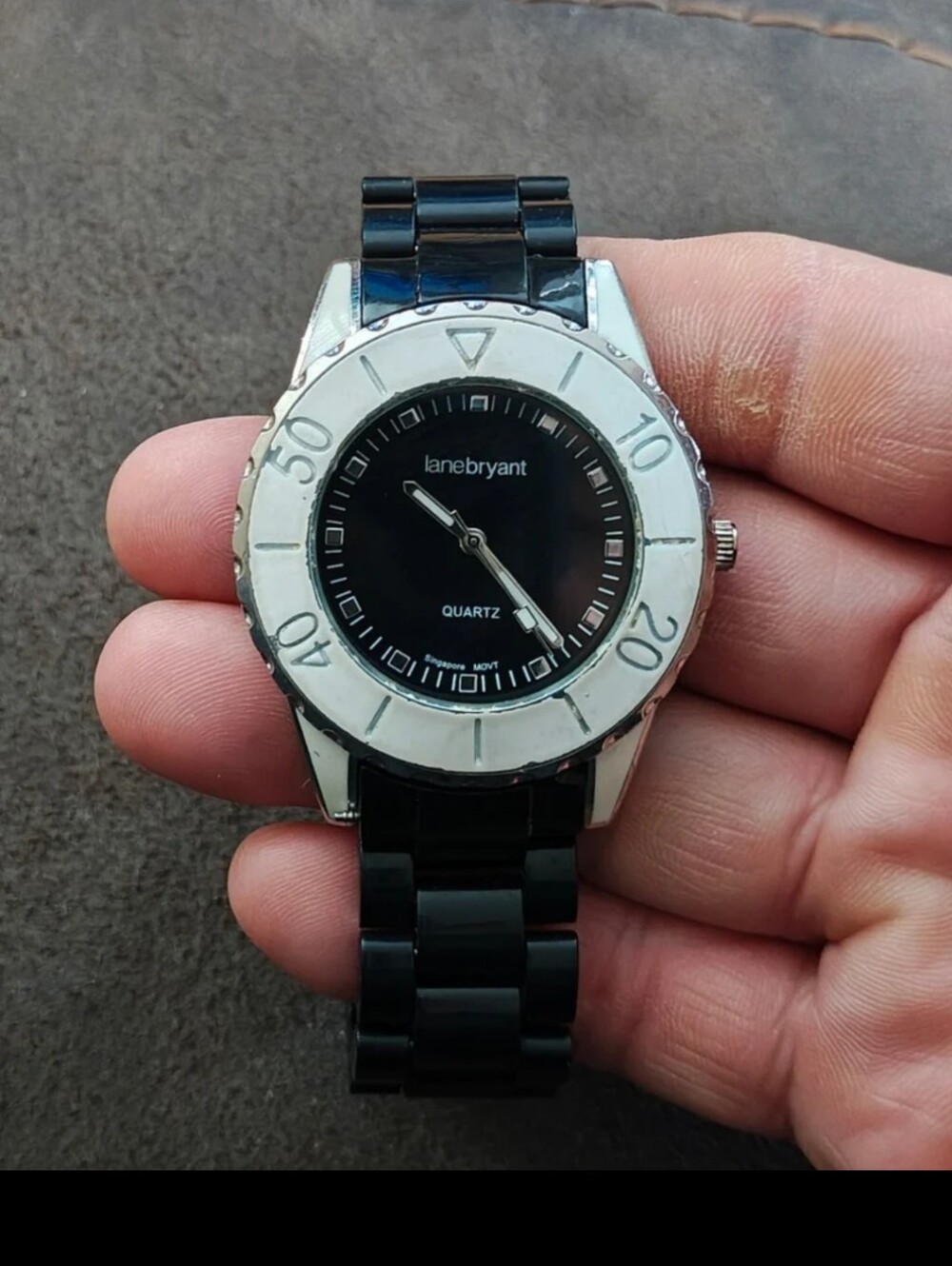 1990s Vintage Lane Bryant Quartz Ladies Watch With Black Dial Black Band
